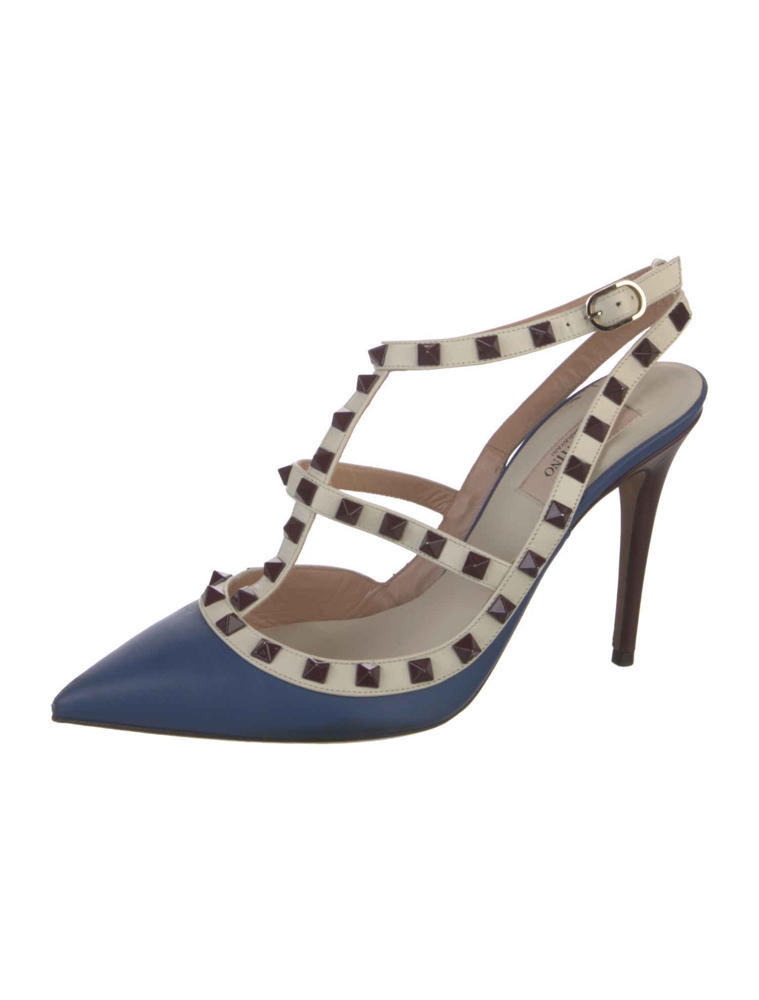 Valentino Rockstud Accents Leather T-Strap Pumps