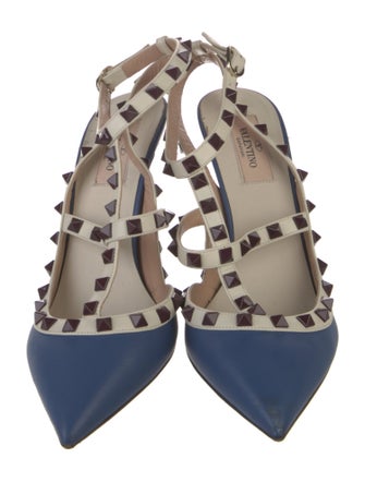 Valentino Rockstud Accents Leather T-Strap Pumps