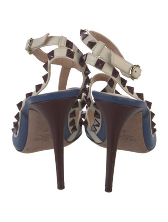 Valentino Rockstud Accents Leather T-Strap Pumps