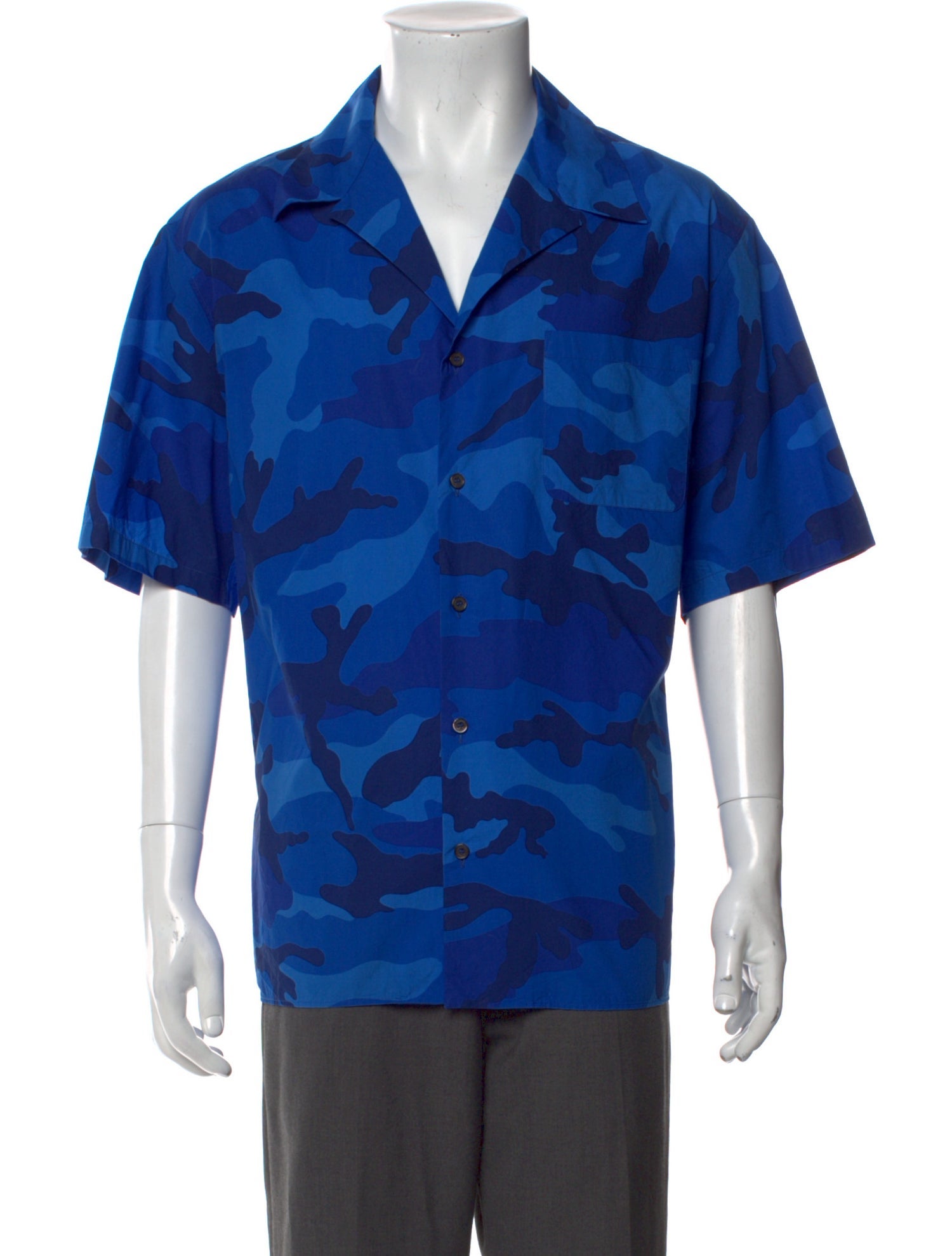 Valentino Camouflage Print Short Sleeve Shirt