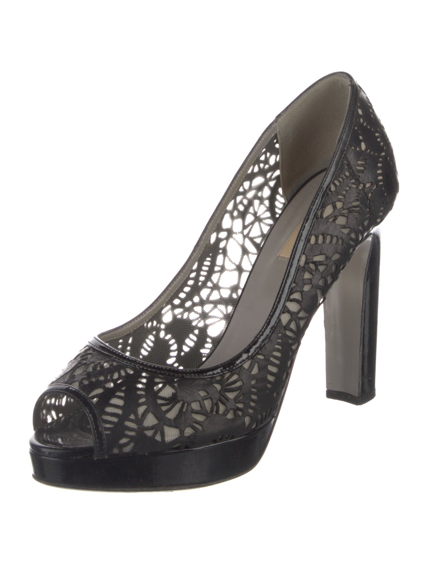 Valentino Leather Mesh Accents Pumps