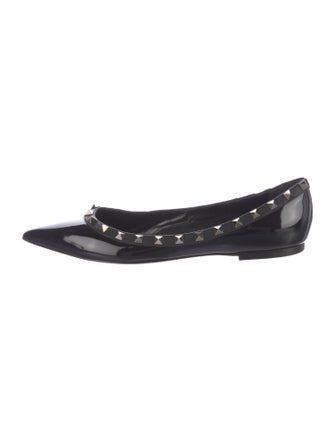 Valentino Rockstud Accents Patent Leather Flats