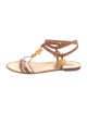 Valentino Leather Braided Accents T-Strap Sandals