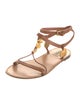 Valentino Leather Braided Accents T-Strap Sandals