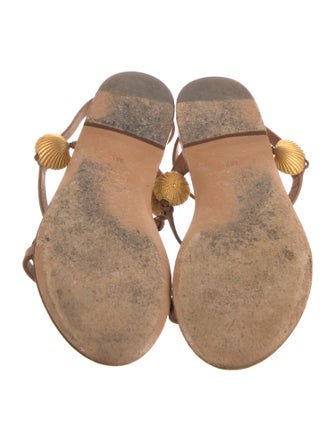 Valentino Leather Braided Accents T-Strap Sandals