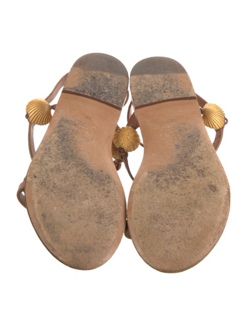 Valentino Leather Braided Accents T-Strap Sandals