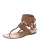 Valentino Leather Fringe Trim Accent Gladiator Sandals