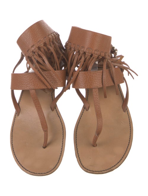 Valentino Leather Fringe Trim Accent Gladiator Sandals