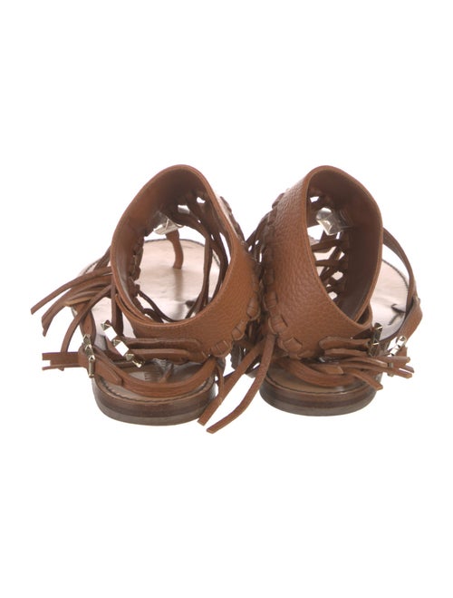 Valentino Leather Fringe Trim Accent Gladiator Sandals