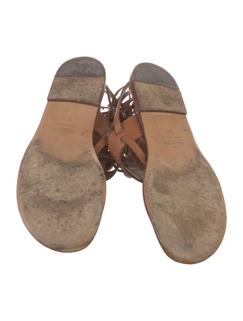 Valentino Leather Fringe Trim Accent Gladiator Sandals