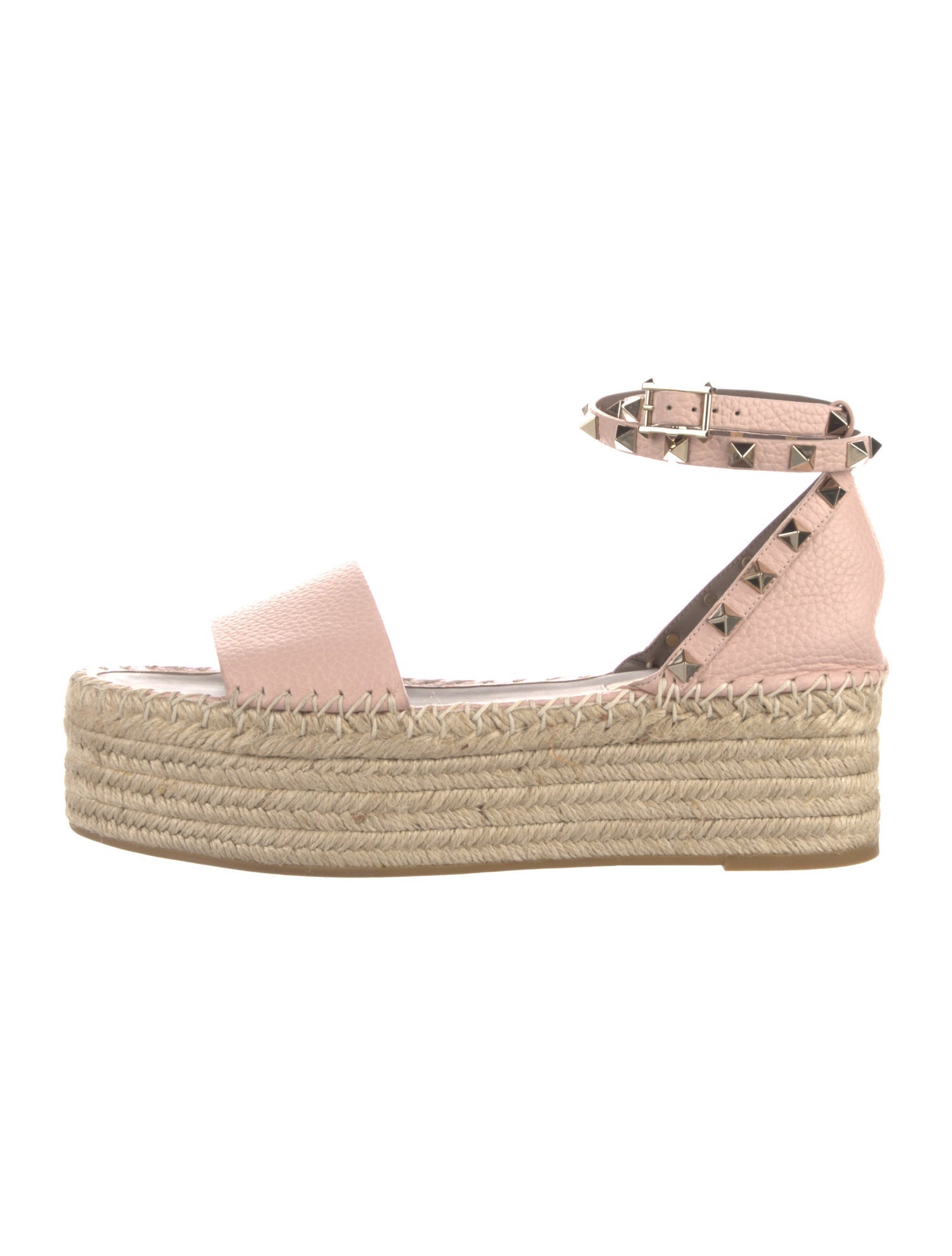Valentino Rockstud Accents Leather Espadrilles