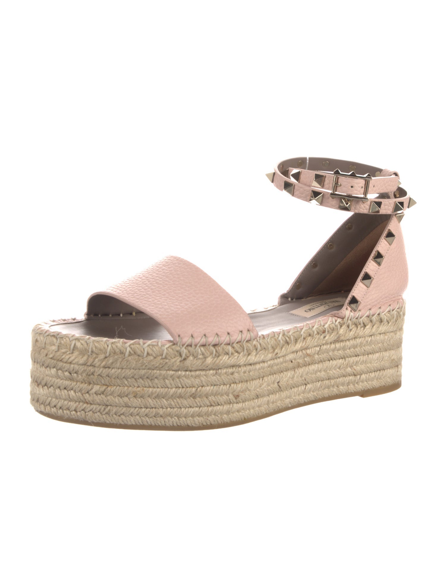 Valentino Rockstud Accents Leather Espadrilles