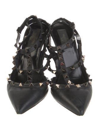 Valentino Rockstud Accents Leather T-Strap Pumps