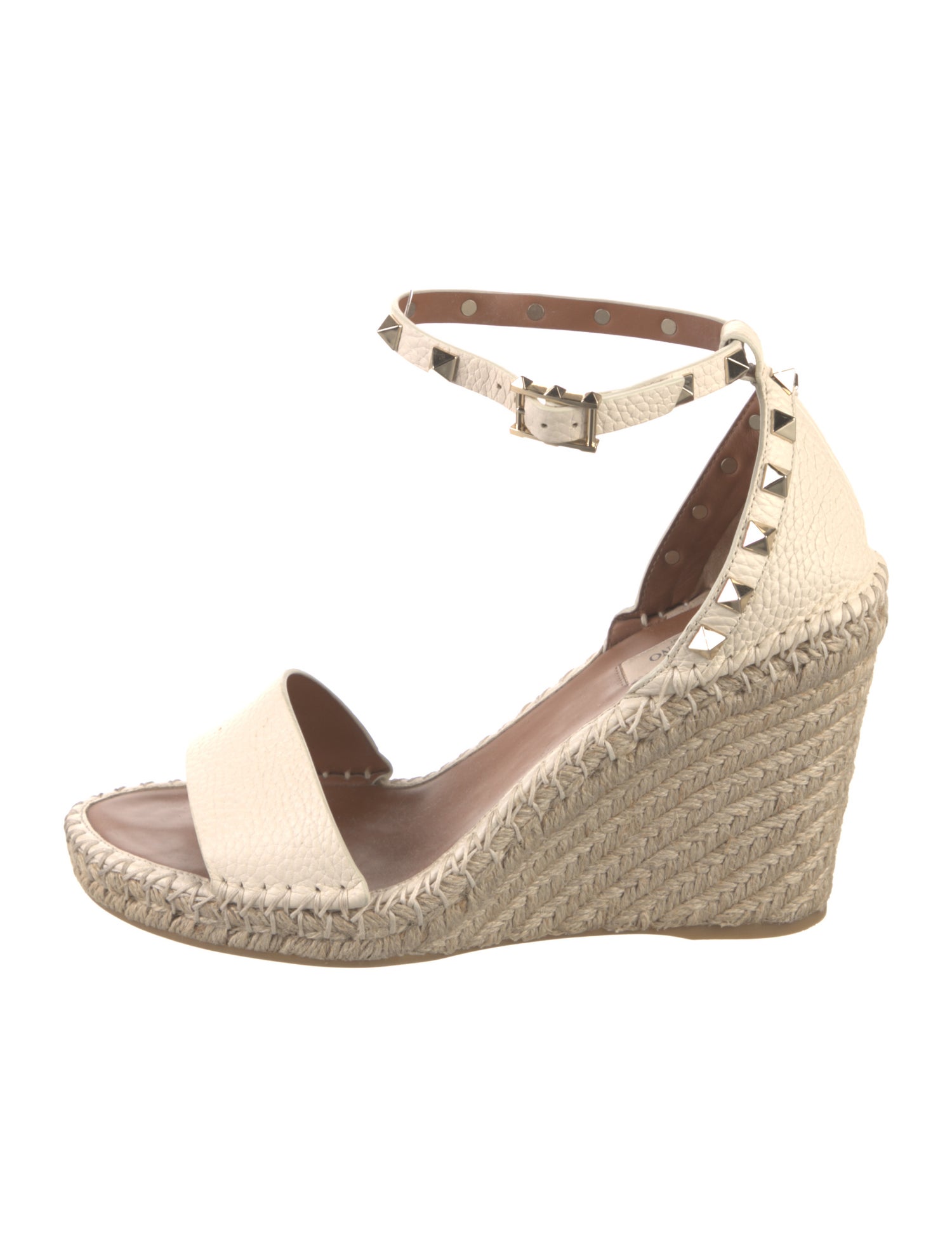 Valentino Rockstud Accents Leather Espadrilles