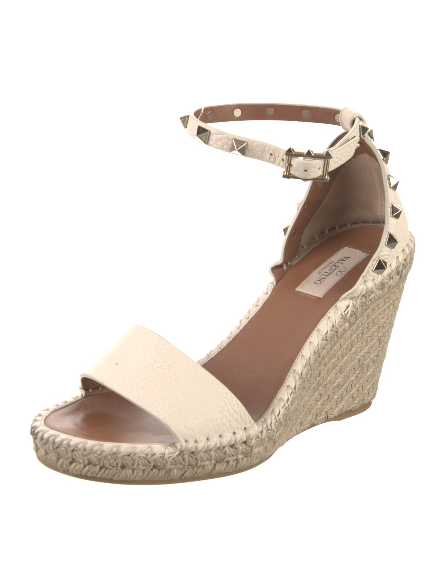 Valentino Rockstud Accents Leather Espadrilles