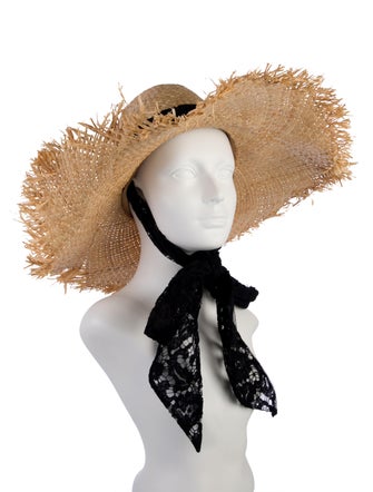 Valentino Straw Sun Hat w/Lace Detail