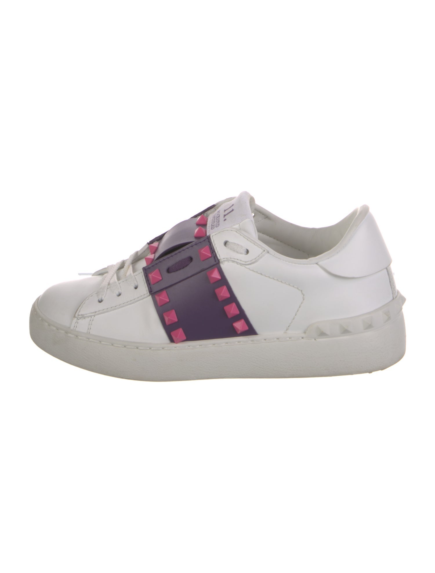 Valentino Rockstud Accents Leather Sneakers