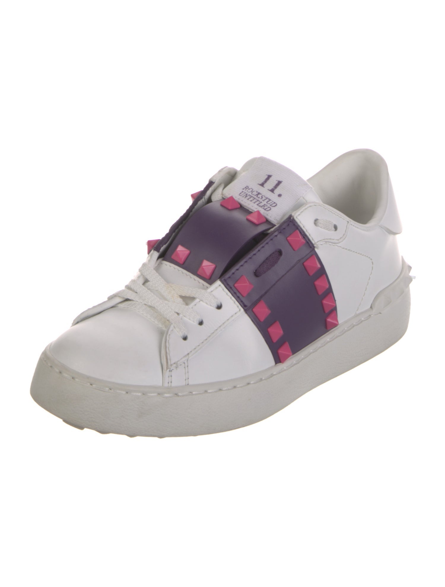 Valentino Rockstud Accents Leather Sneakers