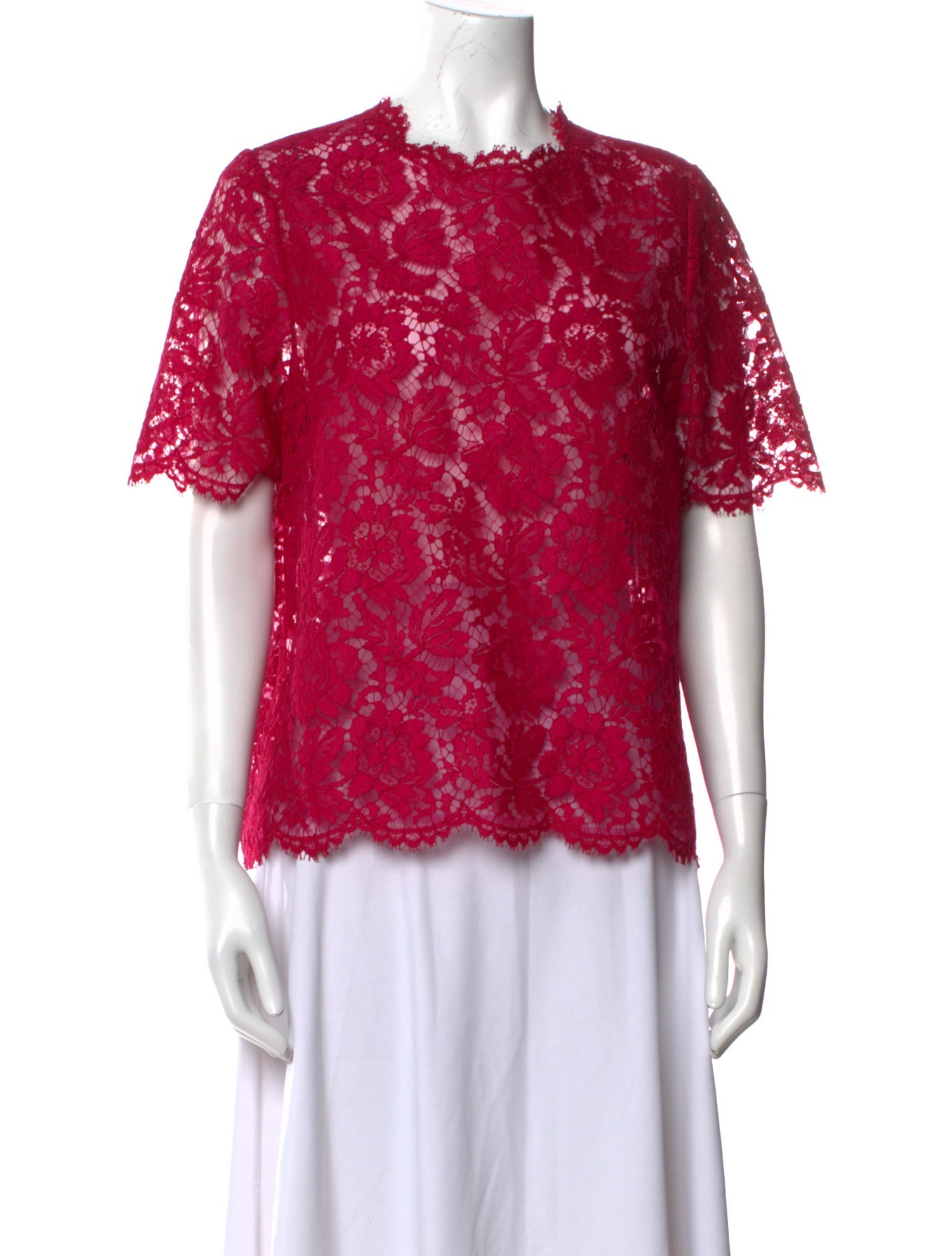 Valentino Lace Pattern Crew Neck Blouse