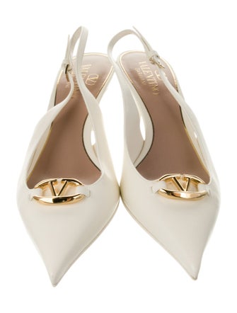 Valentino Rockstud Accents Leather Slingback Pumps