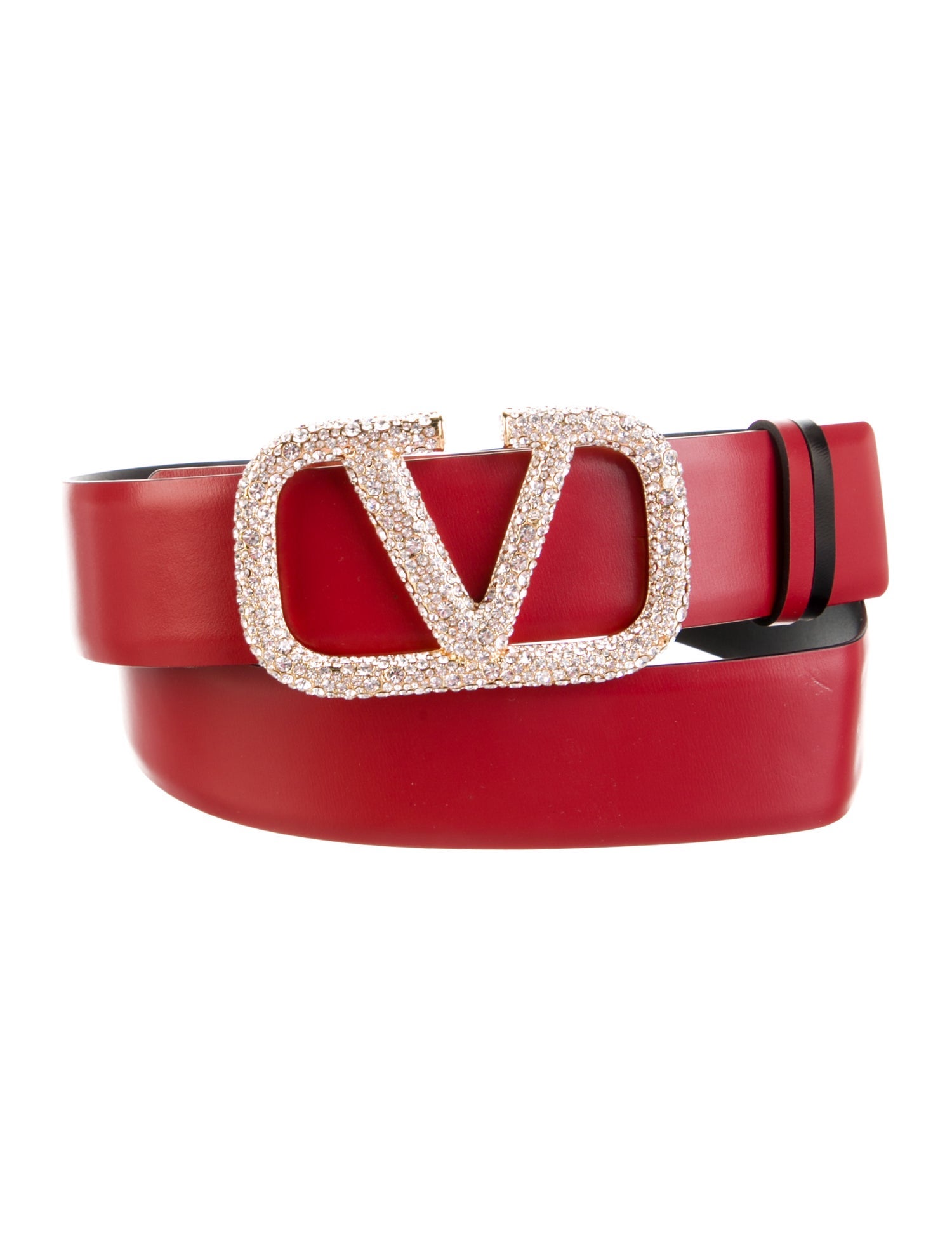 Valentino Leather Crystal Embellishments Belt