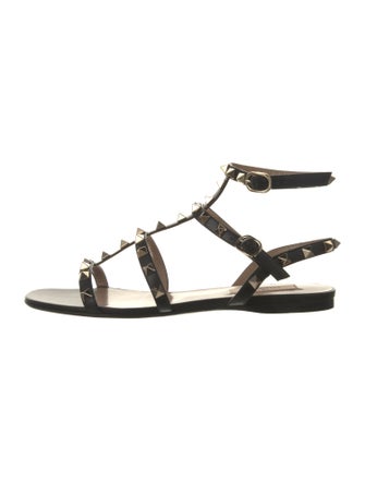Valentino Rockstud Accents Leather Gladiator Sandals