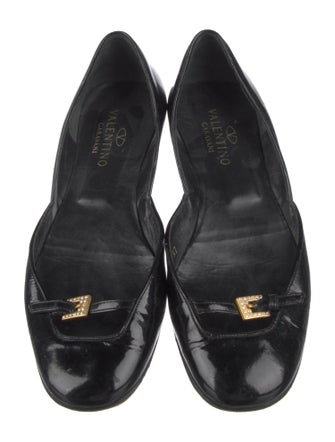 Valentino Patent Leather Crystal Embellishments D'Orsay Flats
