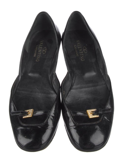 Valentino Patent Leather Crystal Embellishments D'Orsay Flats