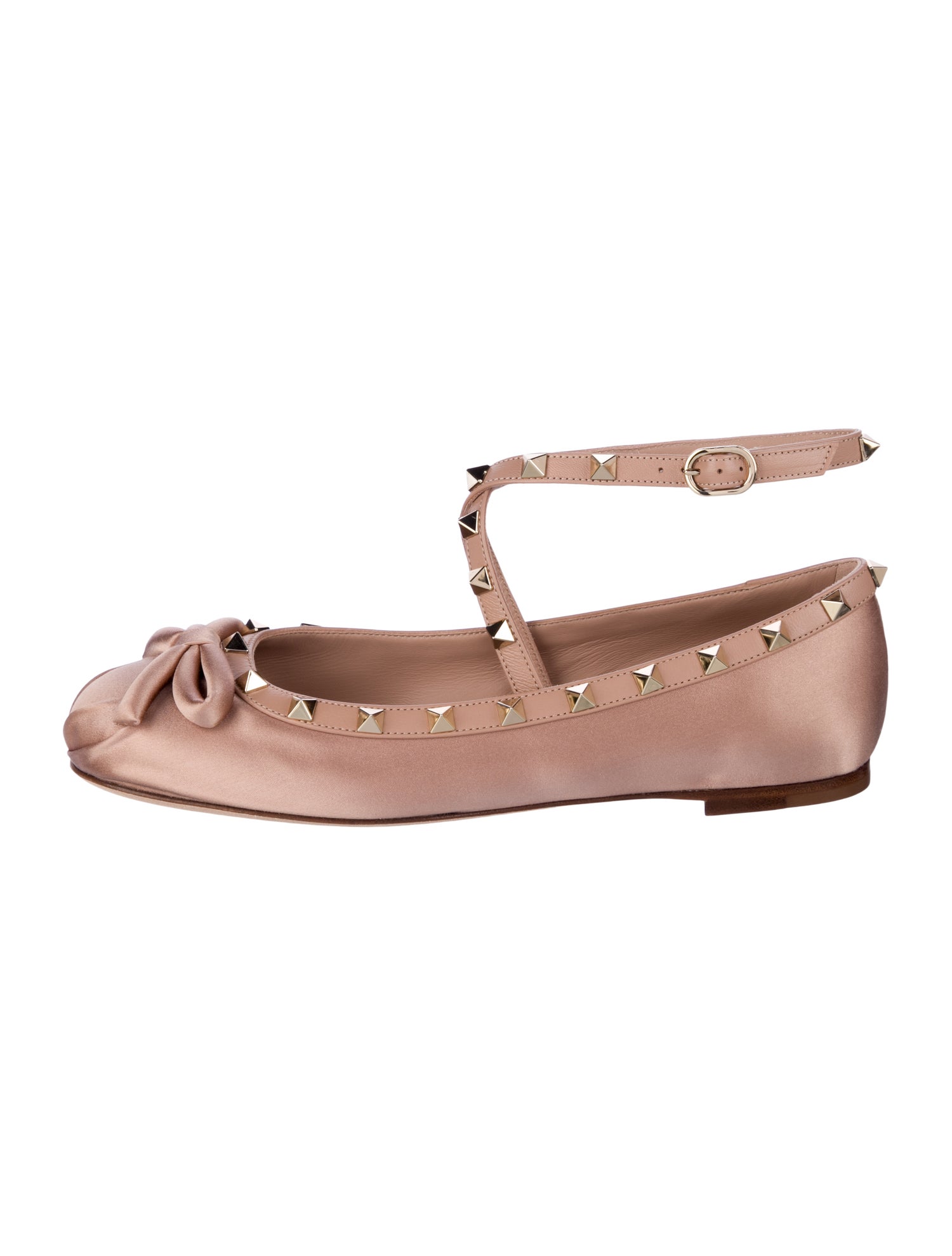 Valentino Rockstud Accents Satin Flats