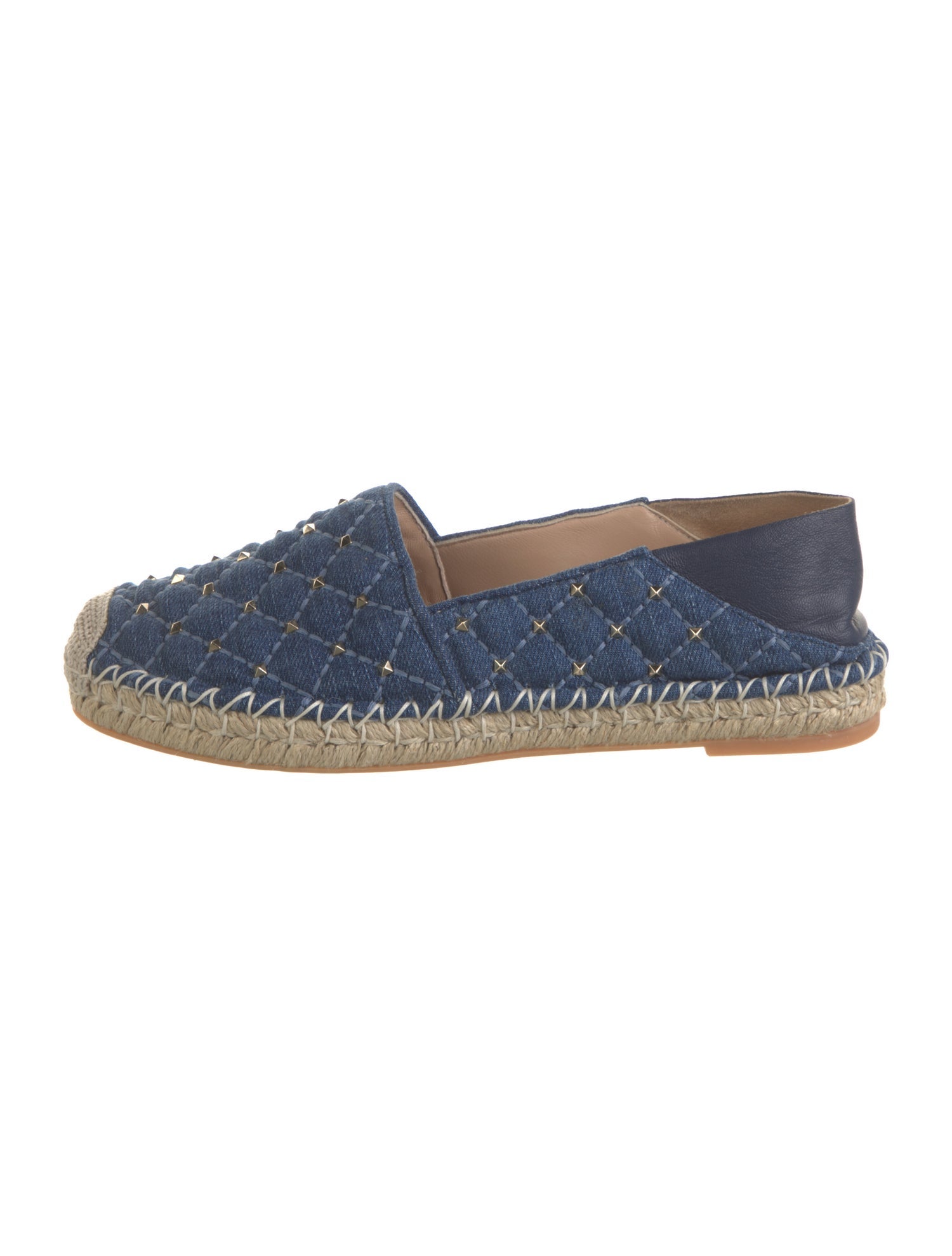 Valentino Rockstud Accents Denim Espadrilles