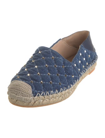 Valentino Rockstud Accents Denim Espadrilles