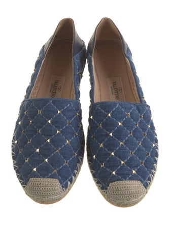 Valentino Rockstud Accents Denim Espadrilles