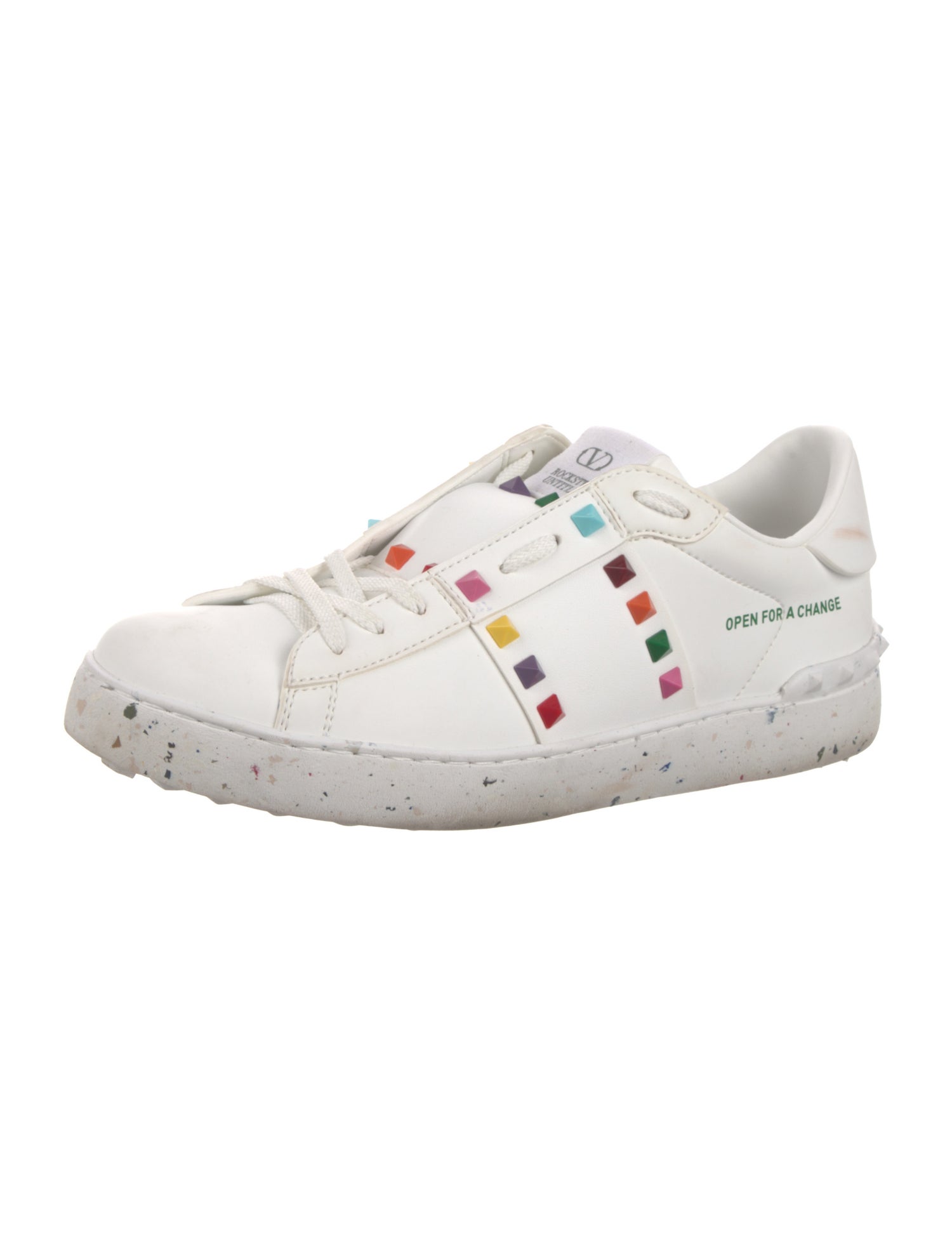 Valentino Rockstud Accents Leather Sneakers