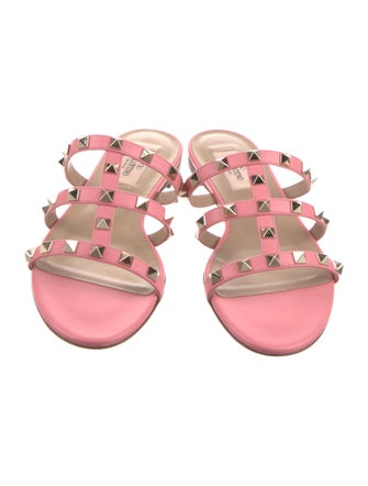 Valentino Rockstud Accents Leather Slides