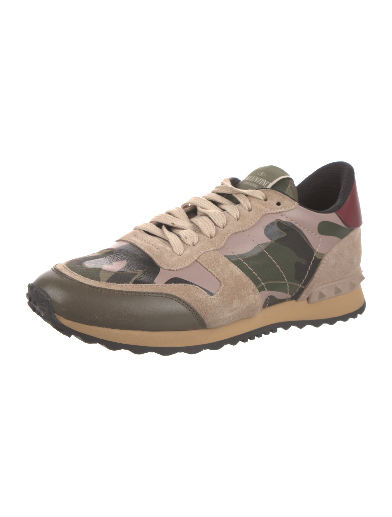 Valentino Rockstud Accents Leather Sneakers