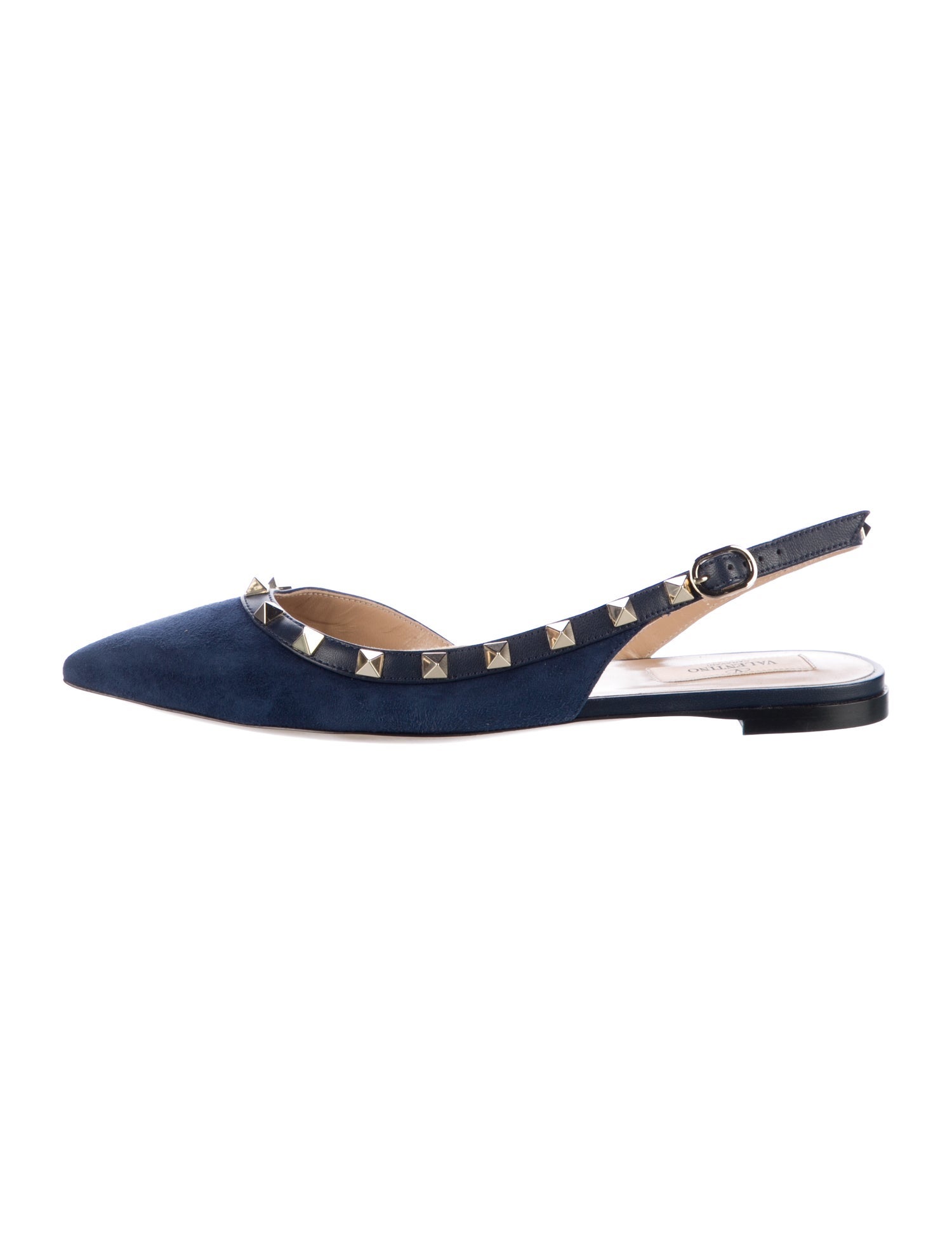 Valentino Rockstud Accents Suede Slingback Flats