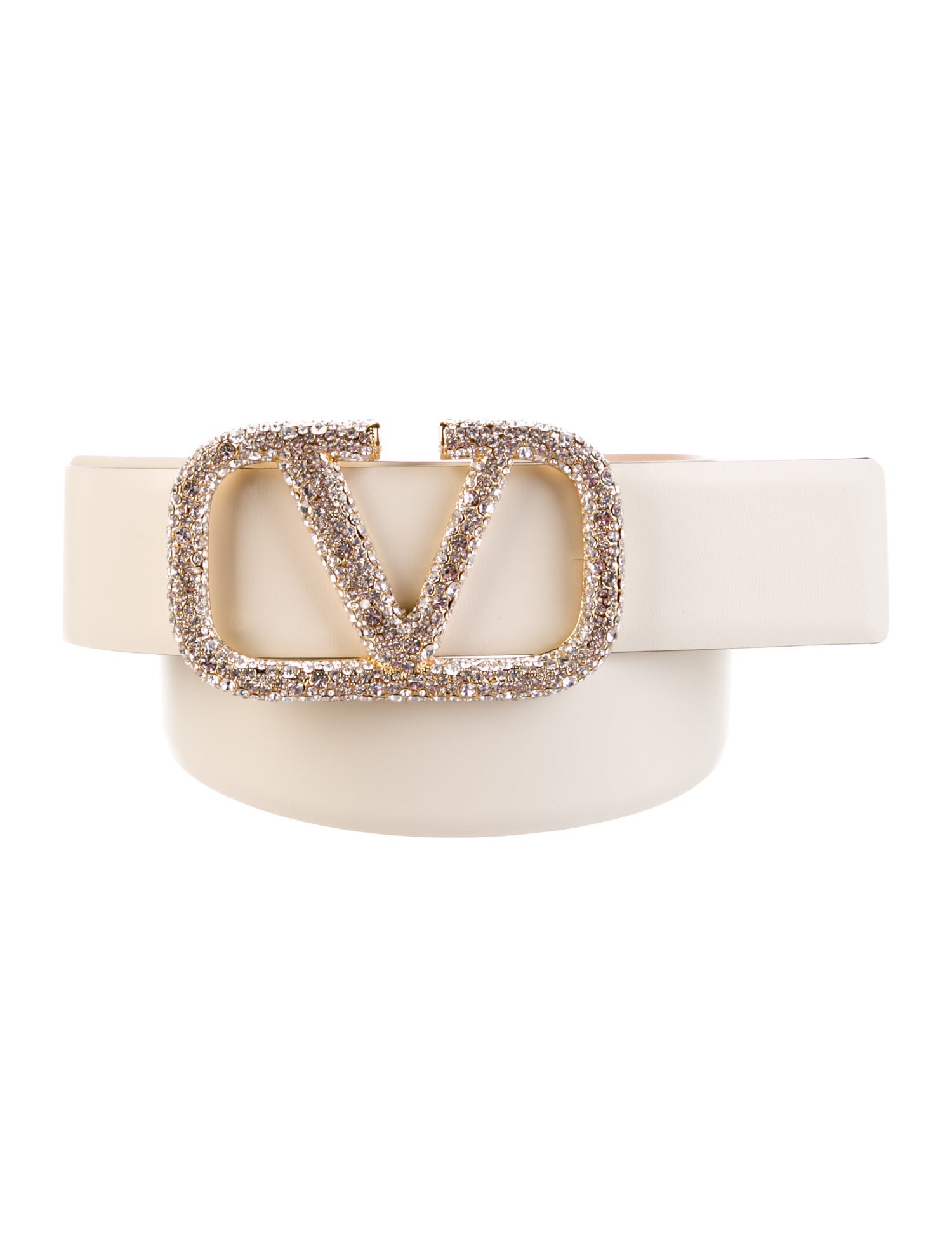 Valentino Leather Crystal Embellishments Belt