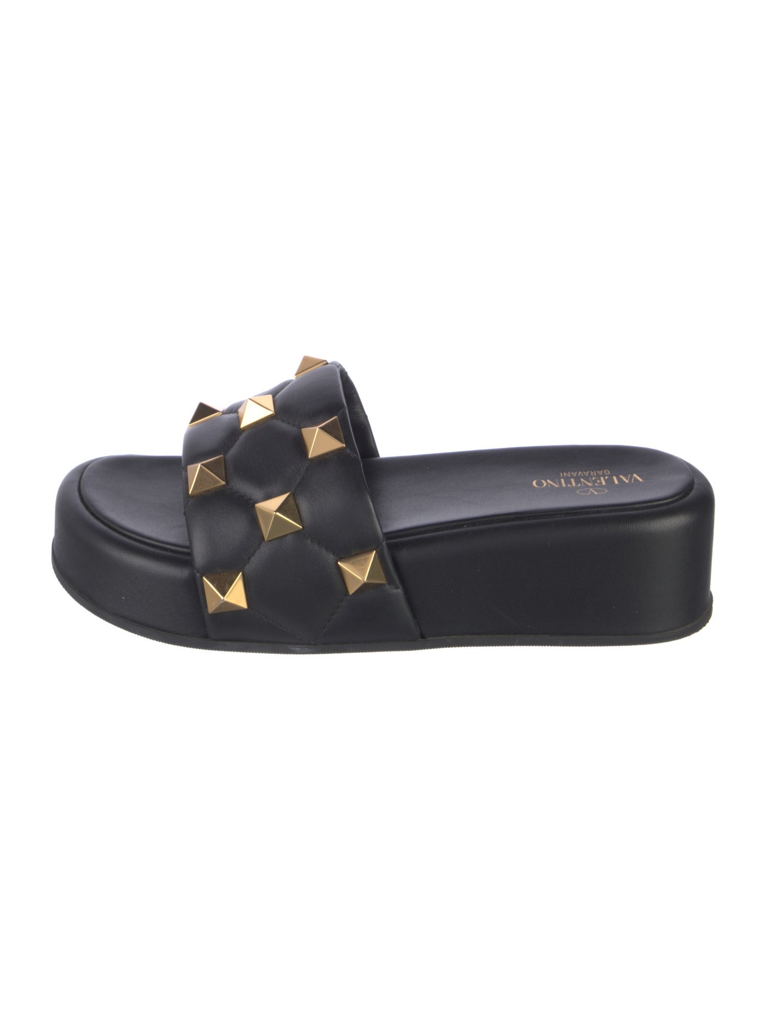 Valentino Rockstud Accents Leather Slides