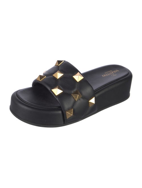 Valentino Rockstud Accents Leather Slides