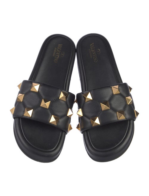 Valentino Rockstud Accents Leather Slides
