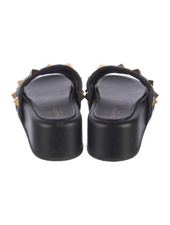 Valentino Rockstud Accents Leather Slides