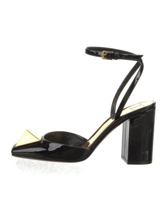 Valentino Rockstud Accents Patent Leather Slingback Pumps