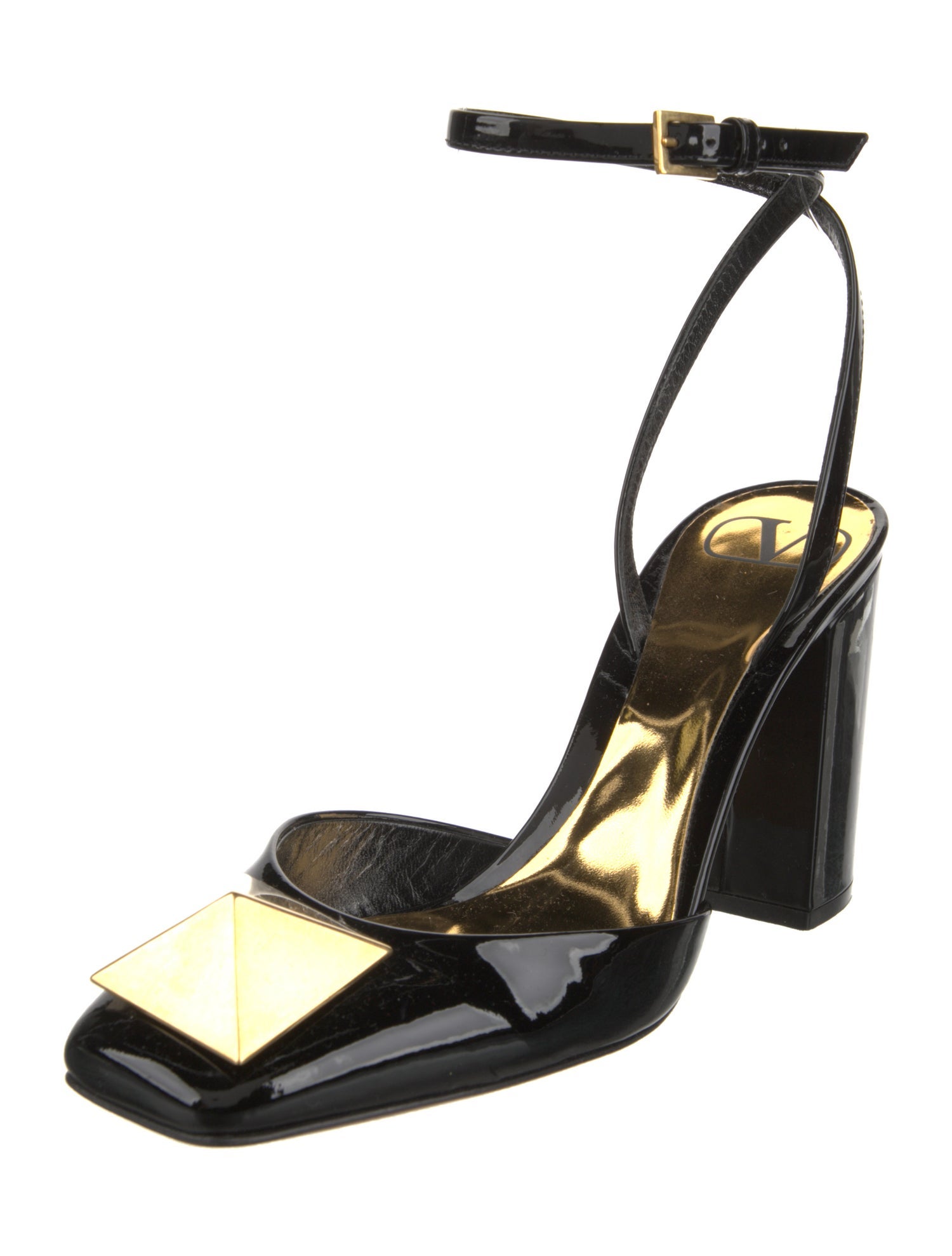 Valentino Rockstud Accents Patent Leather Slingback Pumps