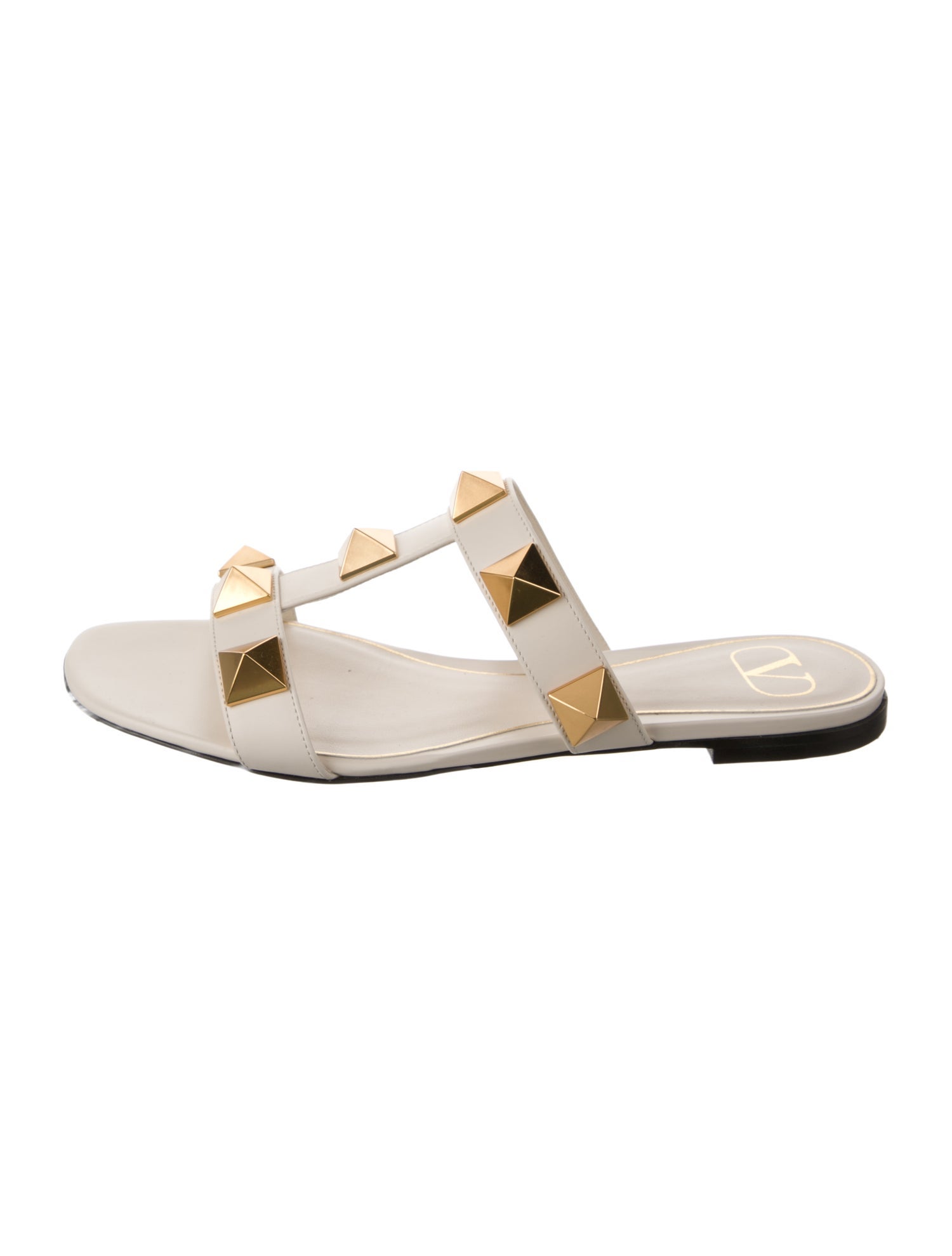 Valentino Rockstud Accents Leather Slides