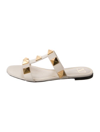Valentino Rockstud Accents Leather Slides