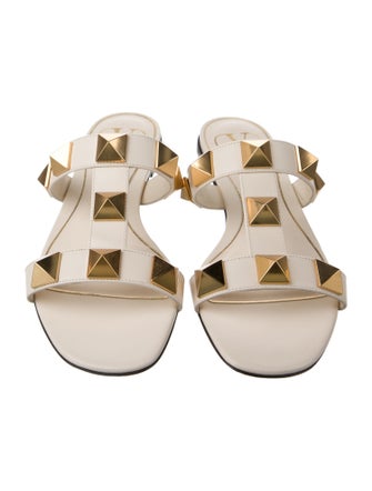 Valentino Rockstud Accents Leather Slides