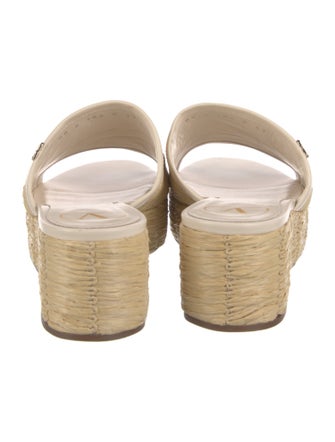 Valentino Straw Leather Trim Embellishment Espadrilles