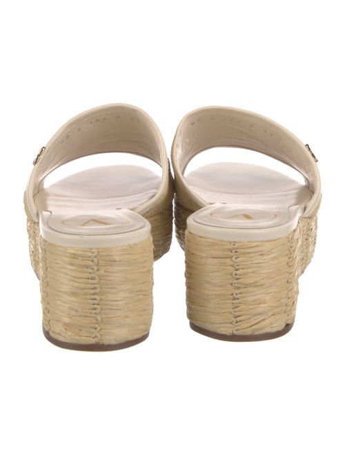 Valentino Straw Leather Trim Embellishment Espadrilles