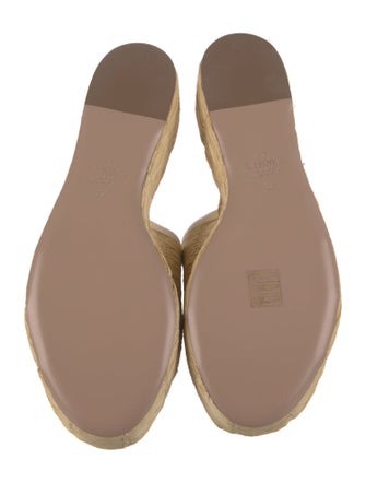 Valentino Straw Leather Trim Embellishment Espadrilles