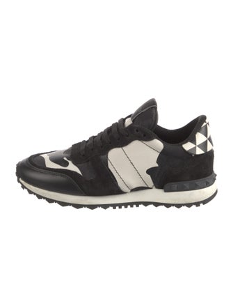 Valentino Rockstud Accents Leather Sneakers
